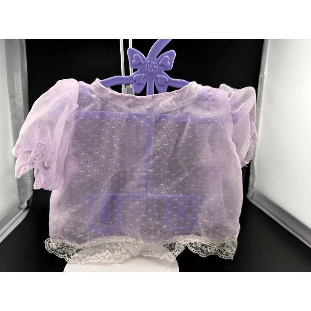 Vtg Lavender Sheer Fabric Doll Shirt Lace Trim 16” 18” Fits‎ Cabbage Patch Kids